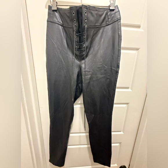 Free People. We the Free Vegan Leather CRVY Lace Front Pants. Size 28. - Picture 1 of 11